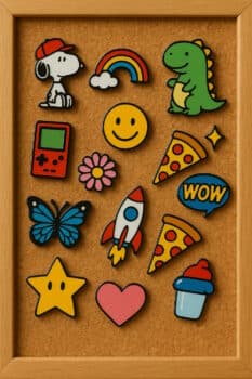 Collection de broches colorees