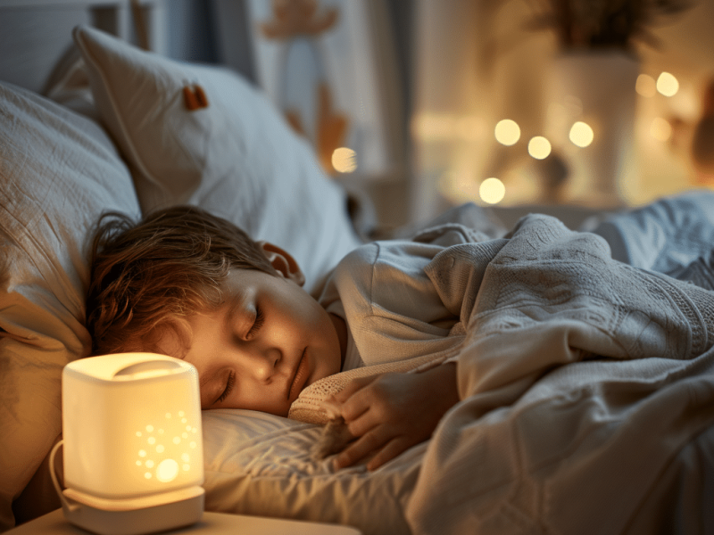 lampe-de-chevet-allumé-pour-la-nuit-d'un-enfant
